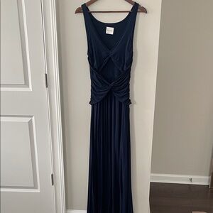 Posse Dark Blue Gathered Maxi Dress